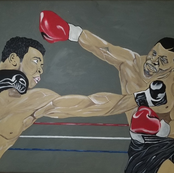 Ali vs Tyson Acrylic Painting
